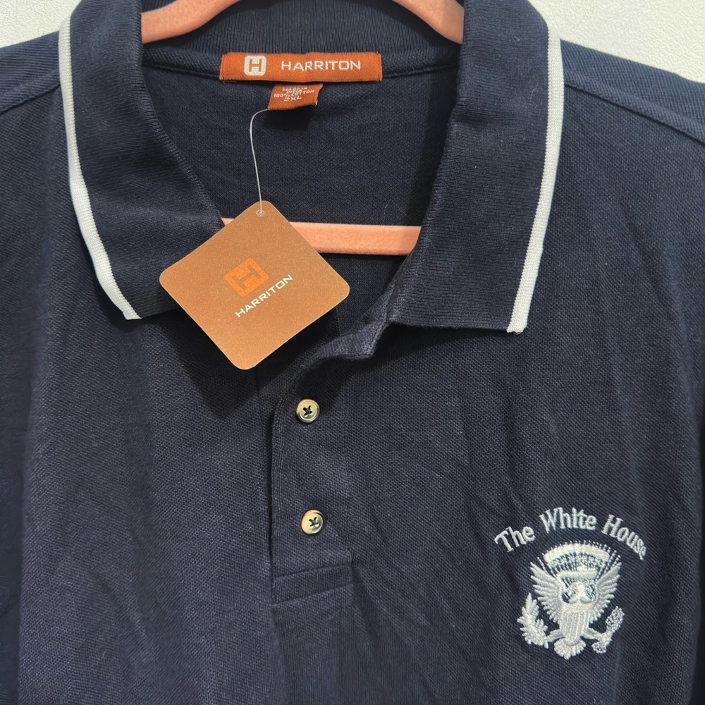 NWT Harriton The White‎ House Polo Shirt Navy Blue Cotton Pique Mens 2XL